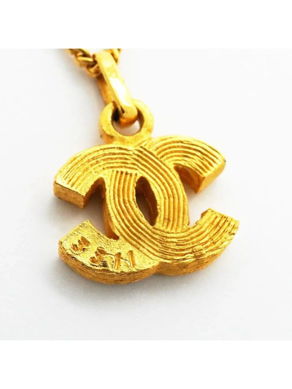 Chanel Necklace Vintage CC Logo Gold Plated Rhinestone